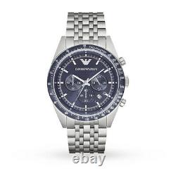 Brand New Genuine Emporio Armani Watch Ar6072 Mens Tazio Blue Dial Metal Strap