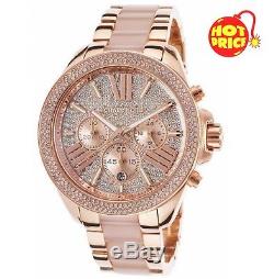 Brand New Genuine Michael Mk6096 Kors Rose Gold Pave Crystals Wren Ladies Watch