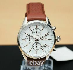 Brand New Hugo Boss 1513475 Grand Prix Leather Strap Chronograph Men's Watch