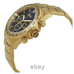 Brand New Hugo Boss Hb 1513340 Mens Ikon Steel Gold Blue Dial Chronograph Watch