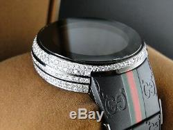 Brand New Mens 5 Row Black Pvd I Gucci Digital White Diamond Watch 5.5 Ct