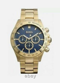 Brand New Mens Hugo Boss Gold Chronograph Blue Face Watch HB1513340