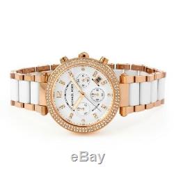 Brand New Michael Kors Mk5774 Parker White Dial Strap Rose Gold Ladies Watch Uk