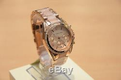 Brand New Michael Kors Mk5943 Rose Gold Crystal Chronograph Women's Watch