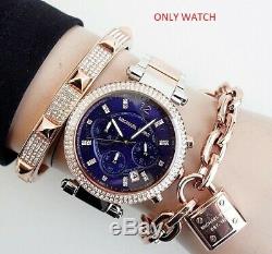 Brand New Michael Kors Mk6141 Two Tone Steel Blue Dial Women Watch Uk Gift