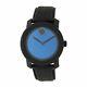 Brand New! Movado Bold 3600481 Blue Dial Black Leather Strap Mens Watch