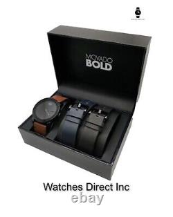 Brand New Movado Bold Men's Box Set Watch With Replacement Leather Strap 3600786