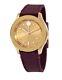 Brand New Movado Bold Women's Gold Dial Burgundy Silicone Strap Watch 3600717