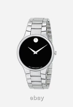 Brand New Movado Men's Serio Black Dial Stainless Steel Bracelet Watch 0607283