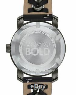 Brand New! Rare Movado Bold 3600544 Gunmetal Grey Black Strap Womens Watch