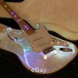 Brand New ST Electric Guitar LED Light Acrylic Body Crystal Guitar Colorful
