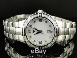Brand New Womens And Mens White Aqua Master Genuine Diamond Watch Set
