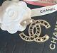 Brand new Chanel Classic CC Brooch Champagne Gold with Crystal and Pearl