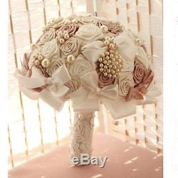 Bridal Wedding Bouquet Flower Crystal Preal Silk Rose Brooch HANDMADE Decor New