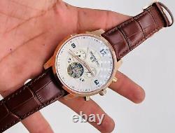 Brown Leather Mont Blanc Men's First Copy Watch Quartz Movement Fully Automatic
