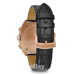 Bulova 98A156 Men's Curv Grey Dial Black Matte Leather Strap Chronograph Watch