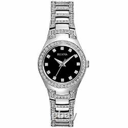 Bulova Crystal Quartz Ladies Watch, Stainless Steel, Silver-Tone (Model 96L170)