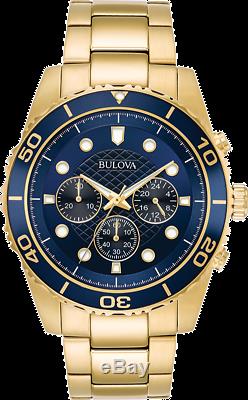 Bulova Men's 98A172 Quartz Marine Star Chronograph Blue Dial Bracelet 43mm Watch