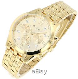Bulova Men's Diamond Accents Chronograph Quartz Gold-Tone 40mm Watch 97D114