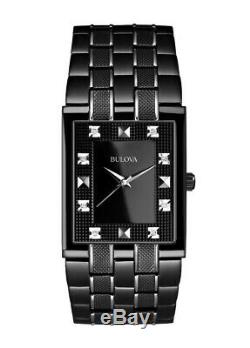 Bulova Men's Quartz Diamond Markers Black Bracelet 30mm Watch 98D111