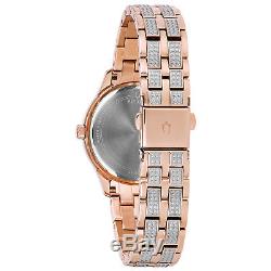 Bulova Women's Quartz Crystal Accents Rose Gold Tone 33mm Watch 98N113