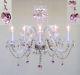 CHANDELIER LIGHTING With CRYSTAL PINK HEARTS FREE S/H
