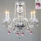 CHANDELIER LIGHTING With CRYSTAL PINK HEARTS! H 17 W17