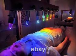 CRYSTAL LIGHT BED CHROMOTHERAPY QUARTZ WithPEDESTAL 7 CHAKRAS Reiki Radionics yoga