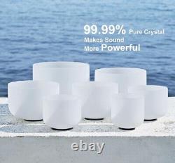 CVNC 432HZ 6-12 Inch Set Of 7 PCS Frosted Chakra Quartz Crystal Singing Bowls
