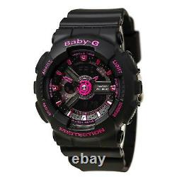 Casio Women's Watch Baby-G World Timer Black and Pink Dial Resin Strap BA111-1A