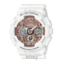 Casio Women's Watch G-Shock Rose Gold Dial Dive White Strap GMAS120MF-7A2