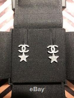 Chanel Brand New Silver CC Starfall Crystal Piercing Earrings 20P Collection