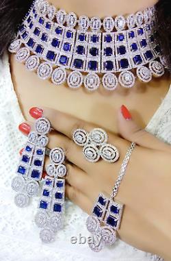 Choker Premium Necklace Maangtika Earring Ring Wedding Party Set Fashion Jewelry