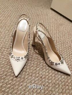 Christian Dior Slingback in white with Crystal flowers (Brand New with box 38.5)