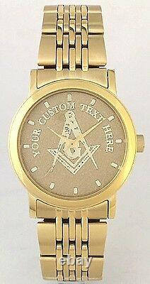 Citizen Brand Custom Masonic Medallion Dial Watch All Gold Finish New