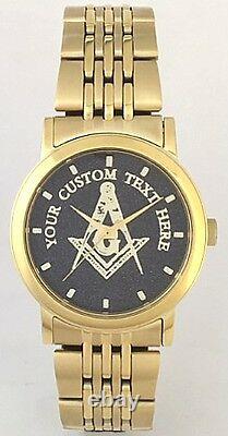 Citizen Brand Custom Masonic Medallion Dial Watch All Gold Finish New