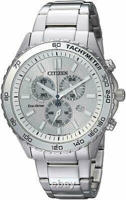 Citizen Eco-Drive Men's Chronograph Tachymeter Silver-Tone 43mm Watch AT2129-58A