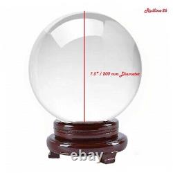 Clear Crystal Ball Quartz with Wood Stand (80 mm 200 mm) Healing Sphere