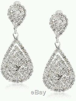Clear Crystal Earrings Long drop dangle Wedding Bridal Pageant Prom Jewelry gems