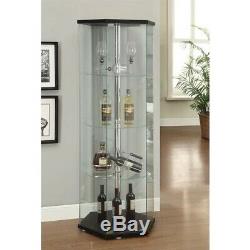 Coaster Glass Hexagonal Curio Cabinet in Black and Chrome