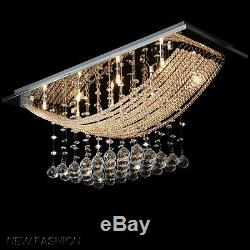 Contemporary Clear Crystal Glass 8XG9 Bridge Wave Chandelier Ceiling Fixtures