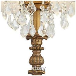 Cottage Table Lamp Candlestick Crystal Gold Beige for Living Room Bedroom
