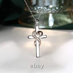 Cross Silver 925 Necklace Pendant Sterling Chain Jewelry Crucifix Jesus Crystal