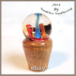 Crystal Ball Handmade Colored Pencil & Resin LED Remote Hand Crafted USA 410