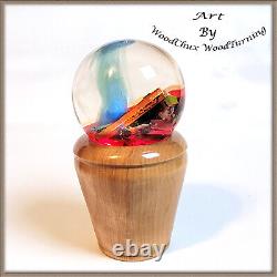 Crystal Ball Handmade Colored Pencil & Resin LED Remote Hand Crafted USA 410