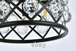 Crystal Balls Matte Black Chandelier Mini Pendant Ceiling 3 Light Fixture 12 in