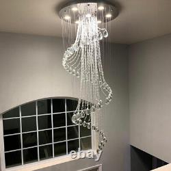 Crystal Chandelier Pendant Ceiling Light Rain Drop Spiral Hanging Light Fixture