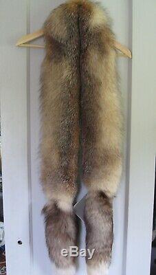 Crystal Fox Fur boa, stole, shawl, wrap, scarf with tails, brand new with tags