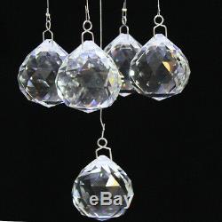 Crystal Glass Diamond Rain Drop 5-Light Ceiling Fixtures Chandelier