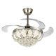 Crystal LED Chandelier Invisible Ceiling Fan Light Ceiling Lamp with Remote Silver
